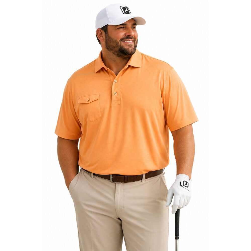 FootJoy FJ Golf Polo Shirt XL Athletic Fit Stretch Melon Orange Performance